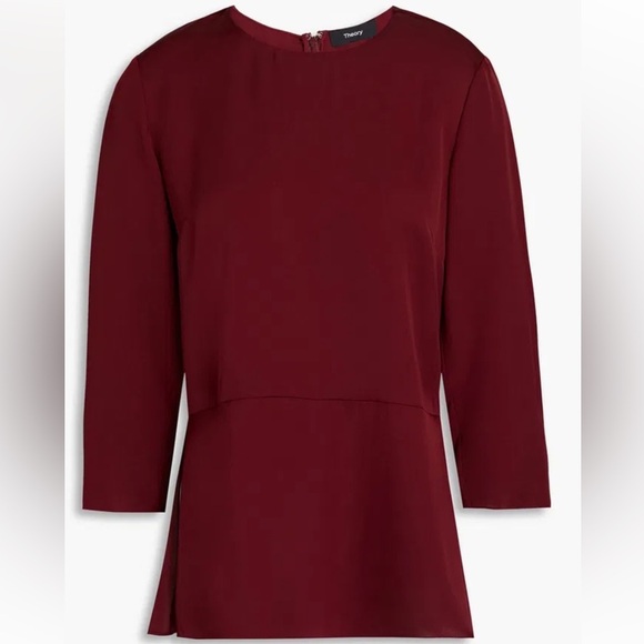 Theory ‘MALYDIE' 100% Silk Georgette Peplum Top / blouse 
Elegant Black Sz M - Picture 12 of 12